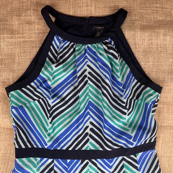 Ann Taylor Dress Size 6 Maxi Blue Green Striped - Picture 2 of 7